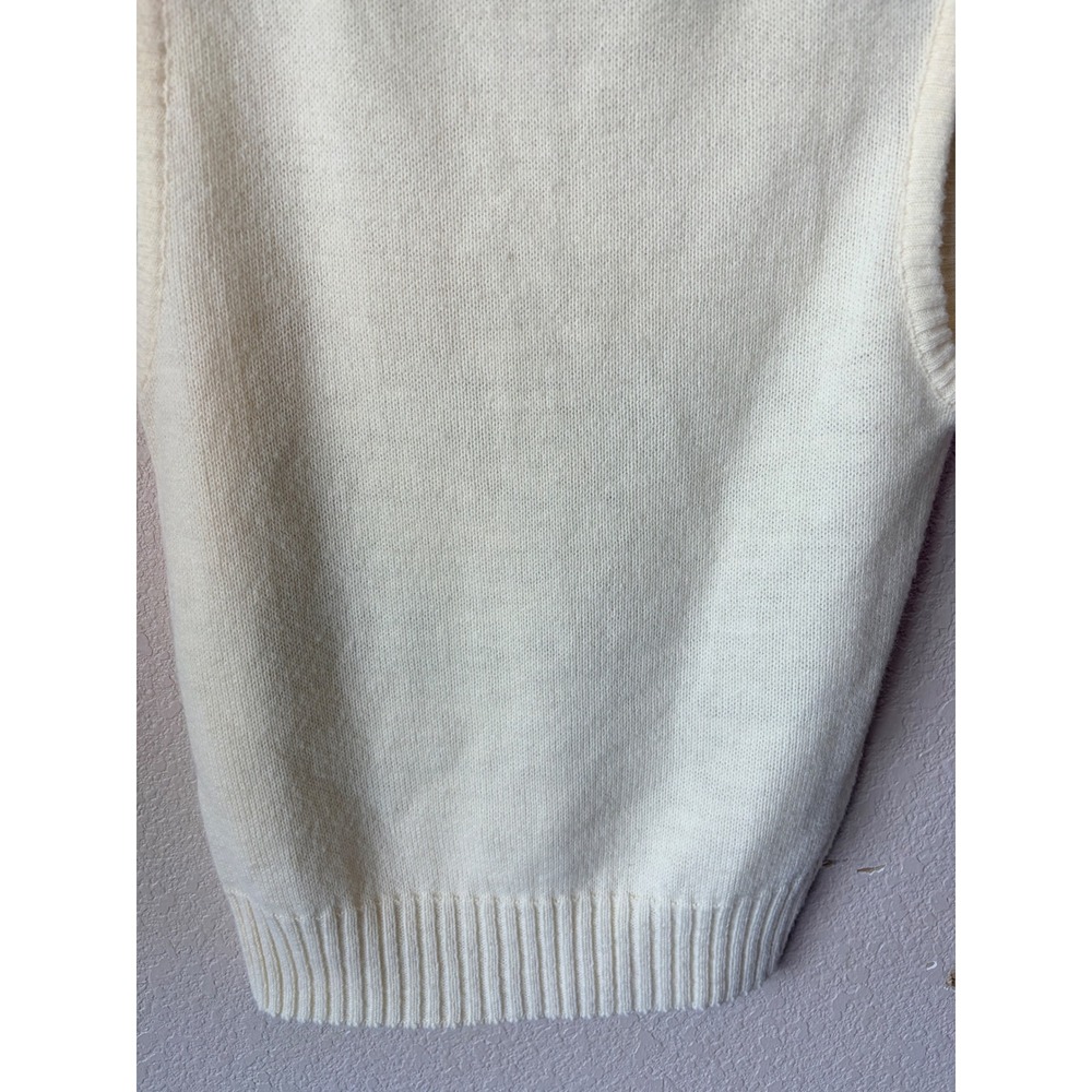 Vintage Towncraft JCPenney Scenic Knit Sweater Vest Cream Womens L 14-16 - Picture 8 of 8
